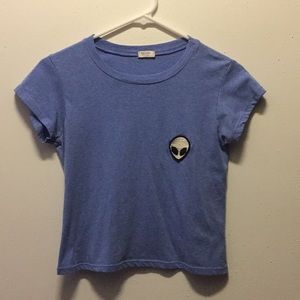 Brandy Melville Blue Alien Crop T-Shirt